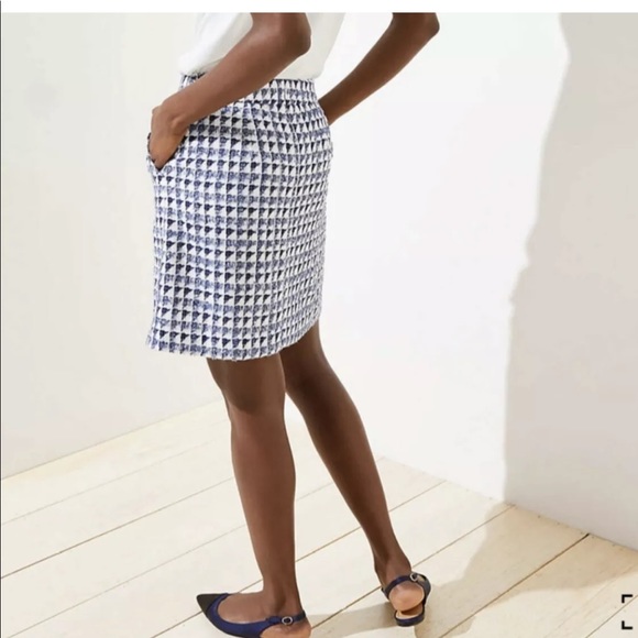 Loft Tweed Blue Pocket Skirt Sz 0 Petite - Picture 2 of 10